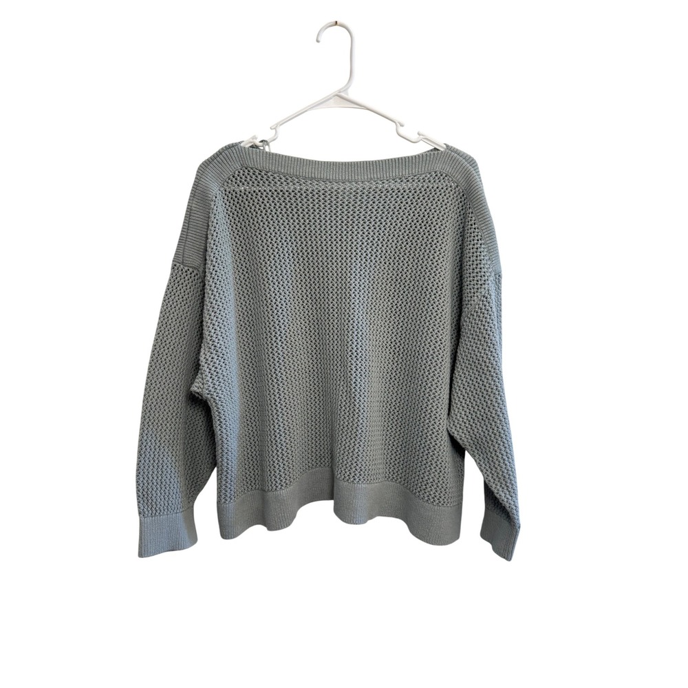 Old Navy Women's XXL Modern Boatneck Silver Sage Green Cotton Open Knit Sweater
